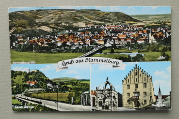 AK Gruss aus Hammelburg / 1960-1969 / Mehrbildkarte / Schloss Sableck / Marktplatz  / Strassenansicht